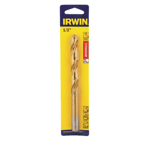 Irwin 1/2 in. X 6 in. L High Speed Steel Drill Bit Round Shank 1 pc