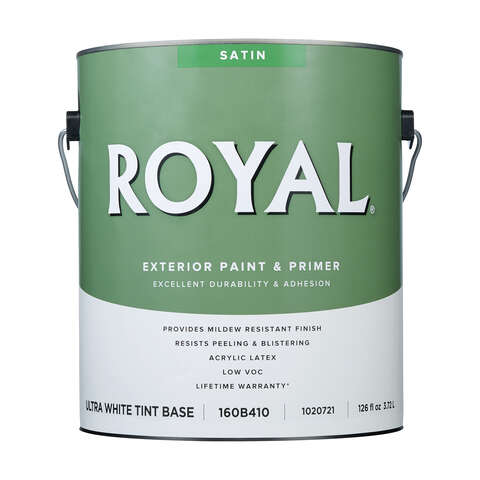 Royal Satin Tint Base Ultra White Base Paint Exterior 1 gal, Pack of 4