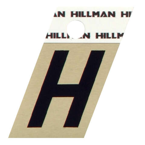 Hillman 1.5 in. Black Aluminum Self-Adhesive Letter H 1 pc, Pack of 6