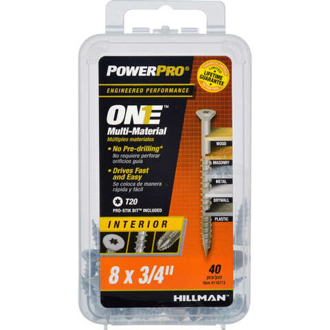 HILLMAN POWERPRO ONE No. 8 X 3/4 in. L Star Flat Head Coarse Multi-Material Screw