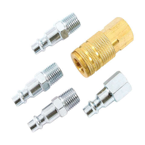 Forney Brass/Steel Air Coupler and Plug Set 1/4 in. 1/4 in. 5 pc