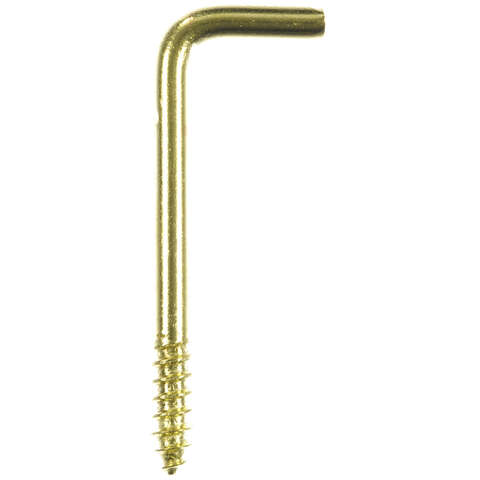 Ace Small Polished Brass Green Brass 1.375 in. L Square Bend Screw Hook 5 lb 5 pk, Pack of 5