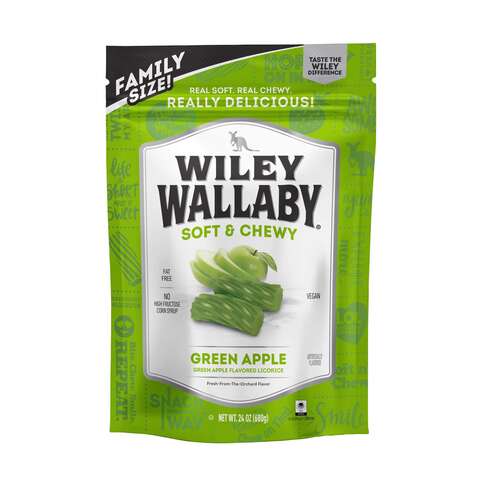 Wiley Wallaby Green Apple Licorice 24 oz, Pack of 10