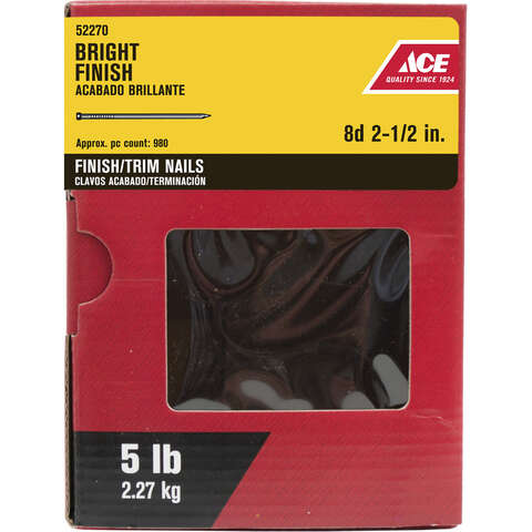 Ace 8D 2-1/2 in. Finishing Bright Steel Nail Countersunk Head 5 lb