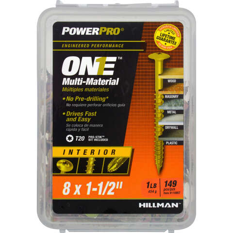 HILLMAN POWERPRO ONE No. 8 X 1-1/2 in. L Star Wafer Head Coarse Multi-Material Screw