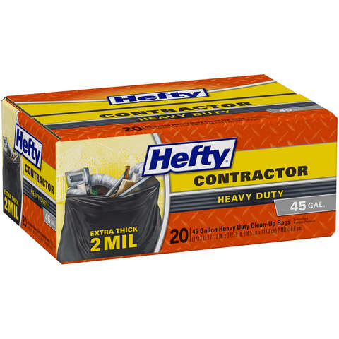 Hefty 45 gal Contractor Bags Twist Tie 20 pk 2 mil, Pack of 4