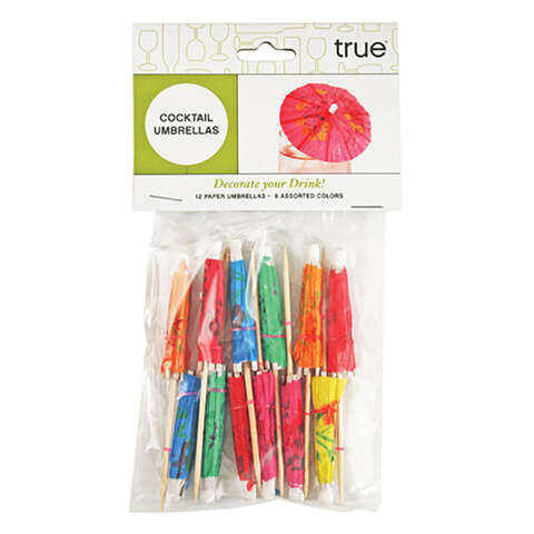 True Assorted Paper/Wood Umbrella Appetizer Picks, Pack of 12