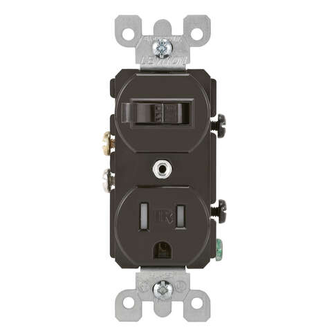 Leviton 15 amps 120 V Brown Combination Switch/Outlet 5-15R 1 pk