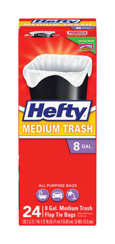 Hefty 8 gal Trash Bags Flap Tie 24 pk 0.55 mil