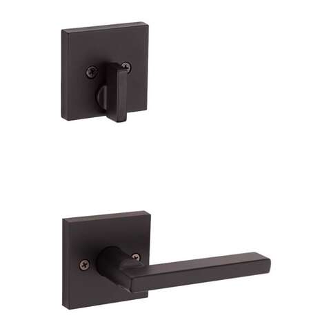 Kwikset Matte Black Entry Handleset KW1 1-3/4 in.