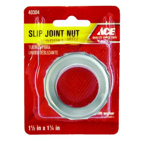 Ace 1-1/2 in. D Chrome Rubber Slip Joint Nut and Washer 1 pk, Pack of 5