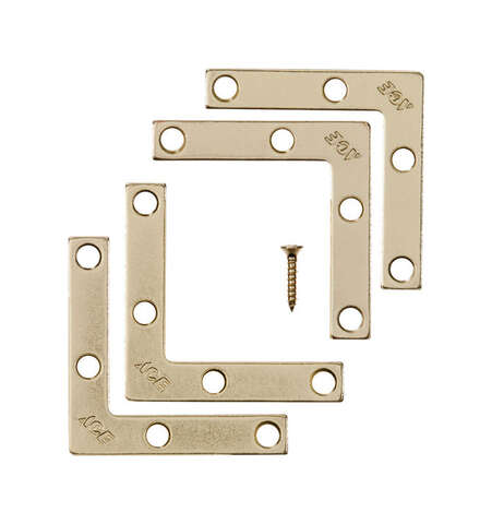 Ace 2 in. H X 2.750 in. W X 2 in. D Brass Flat Corner Brace, Pack of 5