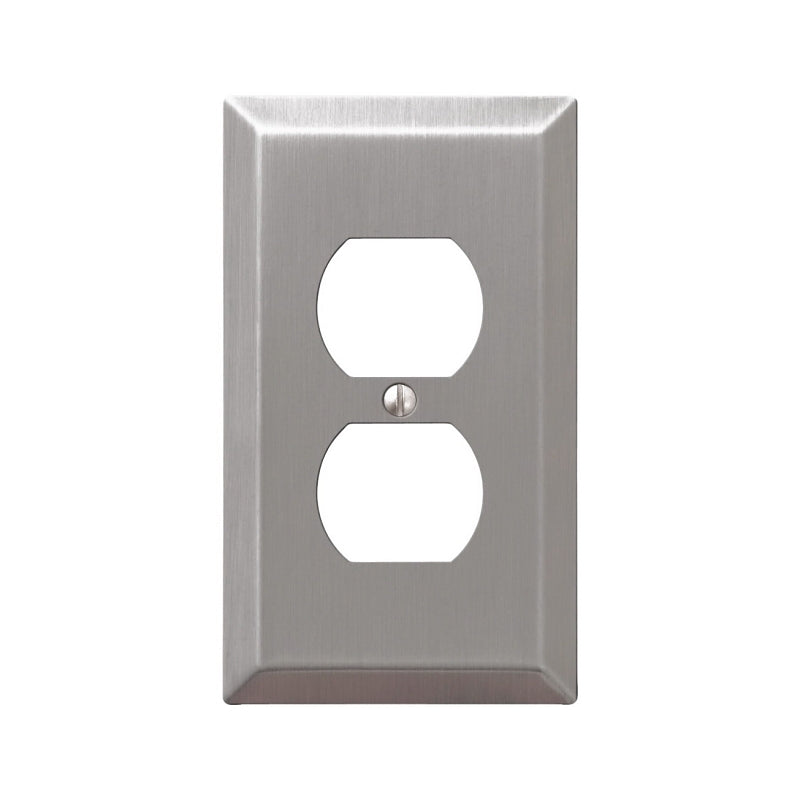 AmerTac Century 163DBN Outlet Wallplate, 4-15/16 in L, 2-7/8 in W, 1 -Gang, Steel, Brushed Nickel, Wall Mounting