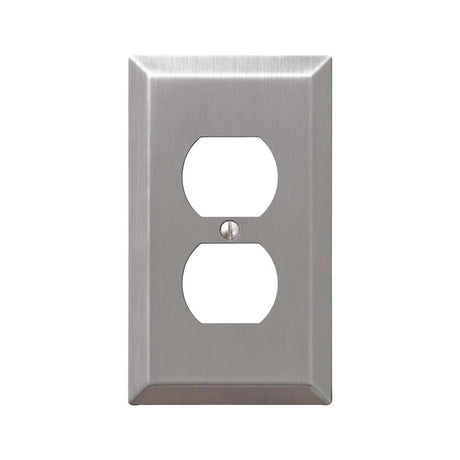 AmerTac Century 163DBN Outlet Wallplate, 4-15/16 in L, 2-7/8 in W, 1 -Gang, Steel, Brushed Nickel, Wall Mounting