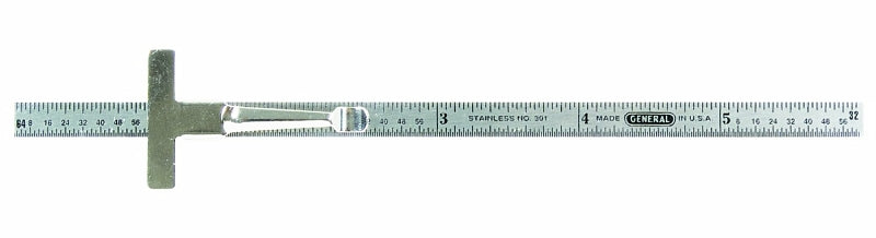 General 301/1 Precision Measuring Ruler, SAE Graduation, Stainless Steel, Black, 1/4 in W