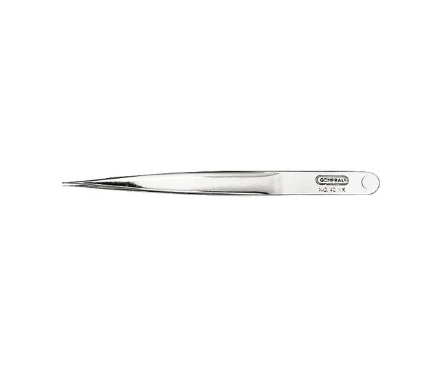 General 401XX Industrial Tweezer Set, Strong Sharp Point, Stainless Steel, Nickel, 4-1/2 in OAL