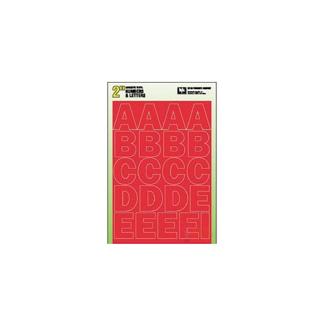 Hy-Ko 30004 Die-Cut Number and Letter Set, 2 in H Character, Red Character, Red Background, Vinyl, Pack of 10