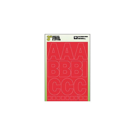 Hy-Ko 30005 Die-Cut Number and Letter Set, 3 in H Character, Red Character, Red Background, Vinyl, Pack of 5