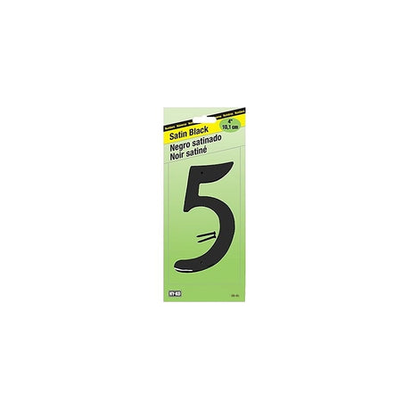 Hy-Ko BK-40/5 House Number, Character: 5, 4 in H Character, Black Character, Zinc, Pack of 5