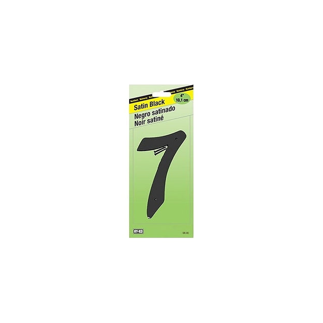 Hy-Ko BK-40/7 House Number, Character: 7, 4 in H Character, Black Character, Zinc, Pack of 5