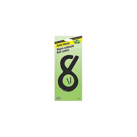 Hy-Ko BK-40/8 House Number, Character: 8, 4 in H Character, Black Character, Zinc, Pack of 5
