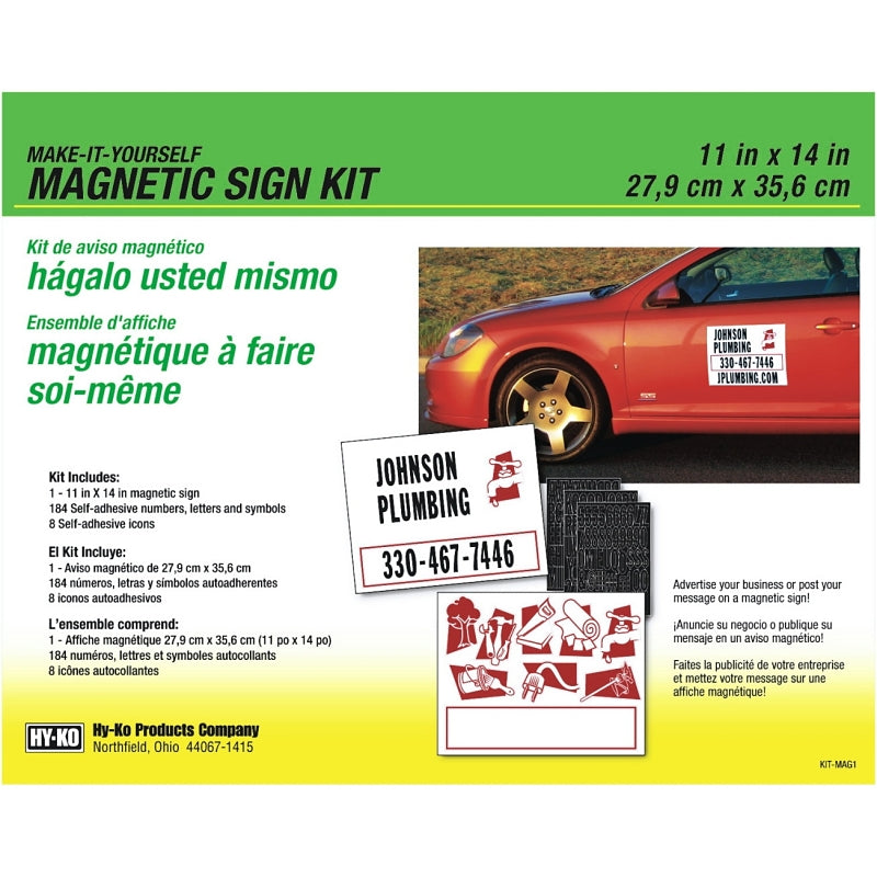 Hy-Ko KIT-MAG1 Sign Kit, Blank (Make Your Own Message), Black Legend, White Background, Magnetic, Pack of 3