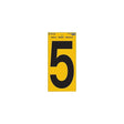Hy-Ko RV-75/5 Reflective Sign, Character: 5, 5 in H Character, Black Character, Yellow Background, Vinyl, Pack of 10