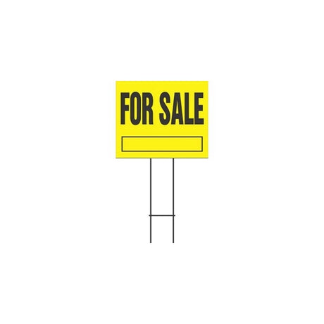 Hy-Ko YFS-10 Lawn Sign, For Sale, Black Legend, Plastic, 24 in W x 19 in H Dimensions, Pack of 5