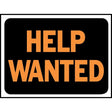 Hy-Ko Hy-Glo Series 3034 Identification Sign, Rectangular, HELP WANTED, Fluorescent Orange Legend, Black Background, Pack of 10
