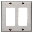 Leviton 84409-000 Wallplate, 4.56 in L, 4-1/2 in W, 2-Gang, Stainless Steel, Stainless Steel, Brushed
