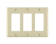 Leviton 80411-I Wallplate, 4-1/2 in L, 6.37 in W, 3-Gang, Thermoset Plastic, Ivory, Smooth