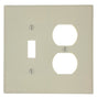 Leviton 80505-I Combination Wallplate, 4-3/8 in L, 3-1/8 in W, Midway, 2 -Gang, Plastic, Ivory, Device Mounting