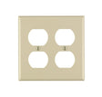 Leviton 86016 Receptacle Wallplate, 4-1/2 in L, 4-9/16 in W, 2 -Gang, Thermoset Plastic, Ivory, Smooth