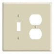 Leviton 86105 Combination Wallplate, 5-1/4 in L, 3-1/2 in W, Oversized, 2 -Gang, Plastic, Ivory, Device Mounting
