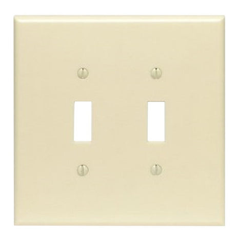 Leviton 86109 Wallplate, 5-1/4 in L, 5.31 in W, 2 -Gang, Plastic, Ivory