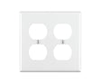 Leviton 88016 Receptacle Wallplate, 4-1/2 in L, 4-9/16 in W, 2 -Gang, Thermoset Plastic, White, Smooth