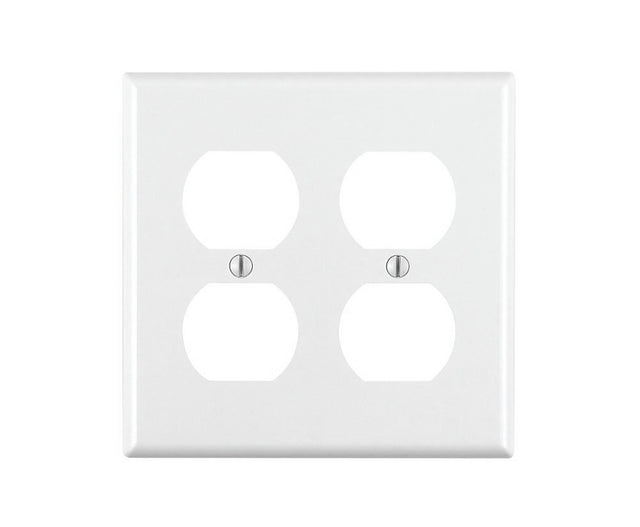 Leviton 88016 Receptacle Wallplate, 4-1/2 in L, 4-9/16 in W, 2 -Gang, Thermoset Plastic, White, Smooth