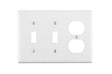 Leviton 88021 Combination Wallplate, 4-1/2 in L, 6-3/8 in W, 3 -Gang, Thermoset Plastic, White, Smooth