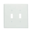 Leviton 88109 Wallplate, 5-1/4 in L, 5.31 in W, 2 -Gang, Thermoset Plastic, White, Smooth