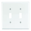 Leviton PJ2-W Wallplate, 4-7/8 in L, 4.94 in W, 2 -Gang, Nylon, White