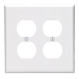 Leviton 80516-W Receptacle Wallplate, 4-7/8 in L, 4.94 in W, Midway, 2 -Gang, Plastic, White, Surface Mounting