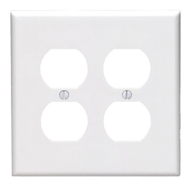 Leviton 80516-W Receptacle Wallplate, 4-7/8 in L, 4.94 in W, Midway, 2 -Gang, Plastic, White, Surface Mounting