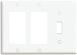 Leviton 80431/003 Combination Wallplate, 4-1/2 in L, 6-3/8 in W, 3 -Gang, Thermoset Plastic, White, Smooth