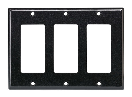 Leviton 80411-E Wallplate, 4-1/2 in L, 6-3/8 in W, 3-Gang, Plastic, Black