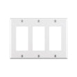 Leviton 80411-W Wallplate, 4-1/2 in L, 6.37 in W, 3-Gang, Thermoset Plastic, White, Smooth