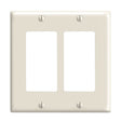 Leviton 80409-T Wallplate, 4-1/2 in L, 4.56 in W, 2-Gang, Thermoset Plastic, Light Almond, Smooth