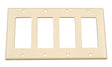 Leviton 80412-T Wallplate, 4-1/2 in L, 8.18 in W, 4-Gang, Thermoset Plastic, Light Almond, Smooth