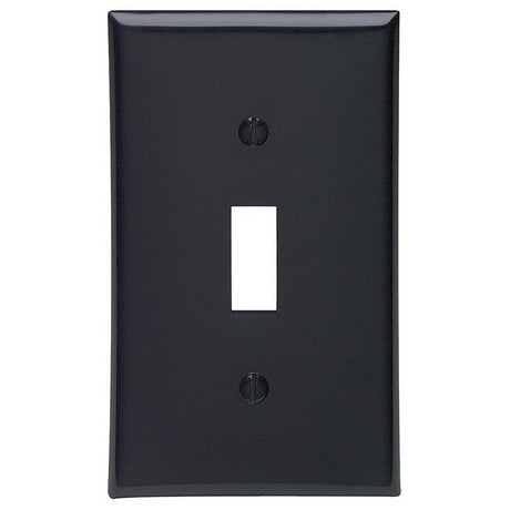 Leviton 015-80701-00E Wallplate, 4-1/2 in L, 2-3/4 in W, 1 -Gang, Nylon, Black, Smooth