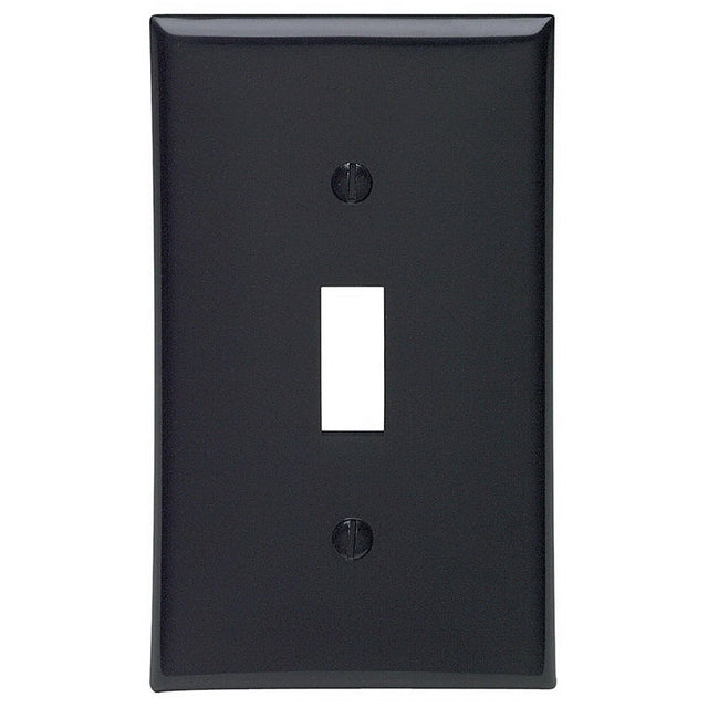 Leviton 015-80701-00E Wallplate, 4-1/2 in L, 2-3/4 in W, 1 -Gang, Nylon, Black, Smooth