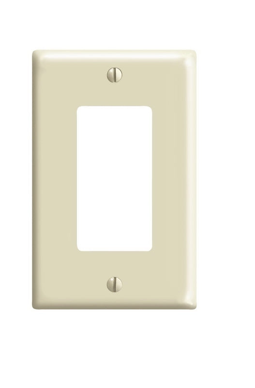 Leviton 80601-I Wallplate, 4.88 in L, 3.13 in W, 1-Gang, Thermoset Plastic, Ivory, Smooth